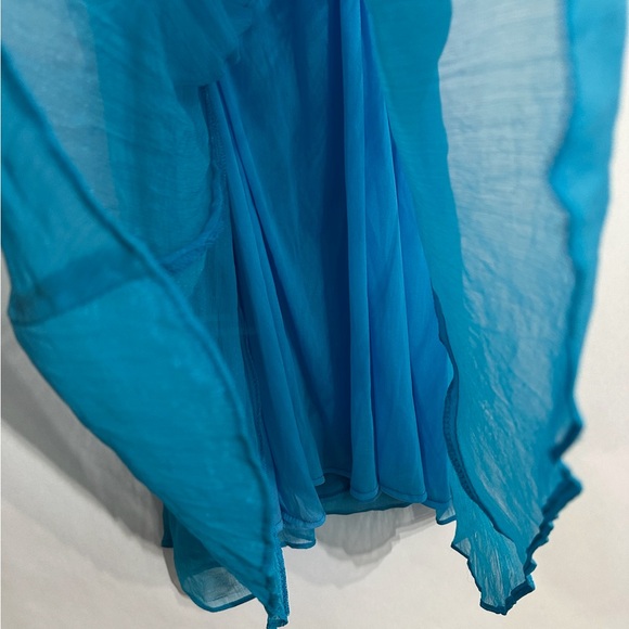 NWT Ceres Blue Silk Blend Ruched Bodice Party Dress Y2K Size Medium Cocktail - Picture 6 of 7